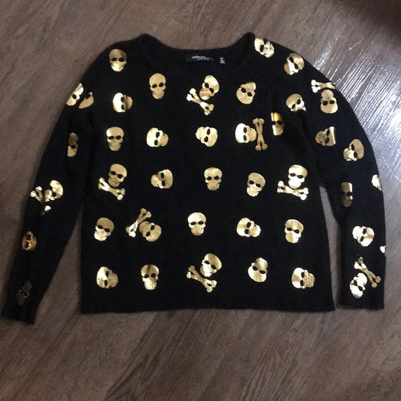 Black Gold Skull Cashmere Sweater 